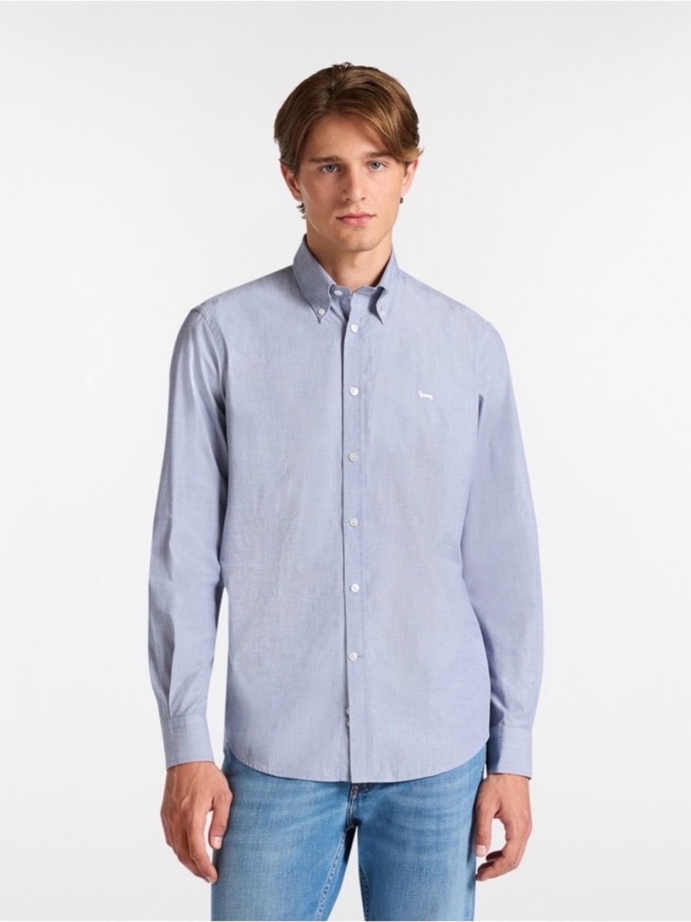 Harmont & Blaine Regular Cotton Shirt with Dachshund - Navy Blue